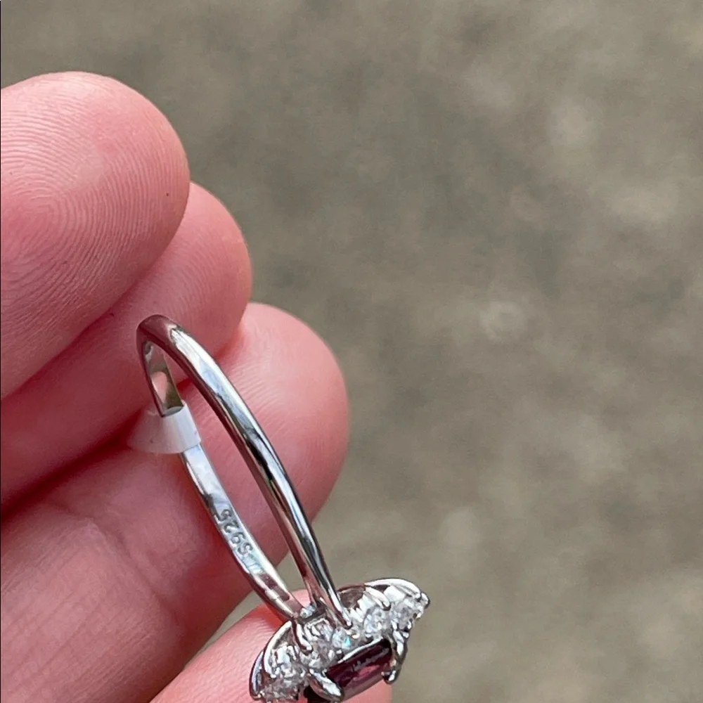 NWT Natural Burma Spinel (NH) with CZ Accents in 935 Sterling Silver Size 10